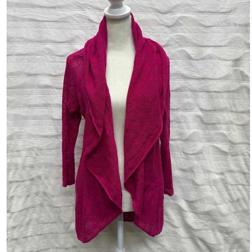 Lauren Ralph Lauren Pink‎ Knit Open Front Cardigan Sweater Size L